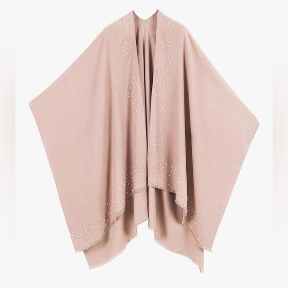 Embellished Light Pink Pearl Shawl - Picture 2 of 4